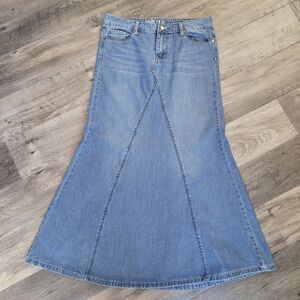 Inherit Jennifer Long Denim Jean Skirt Maxi A-line Modest No Slit Cotton Linen 8